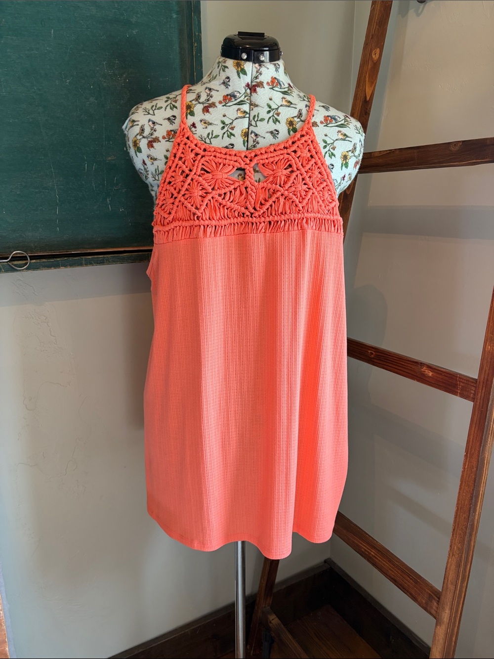 torrid Coral Crochet Yoke Camisole